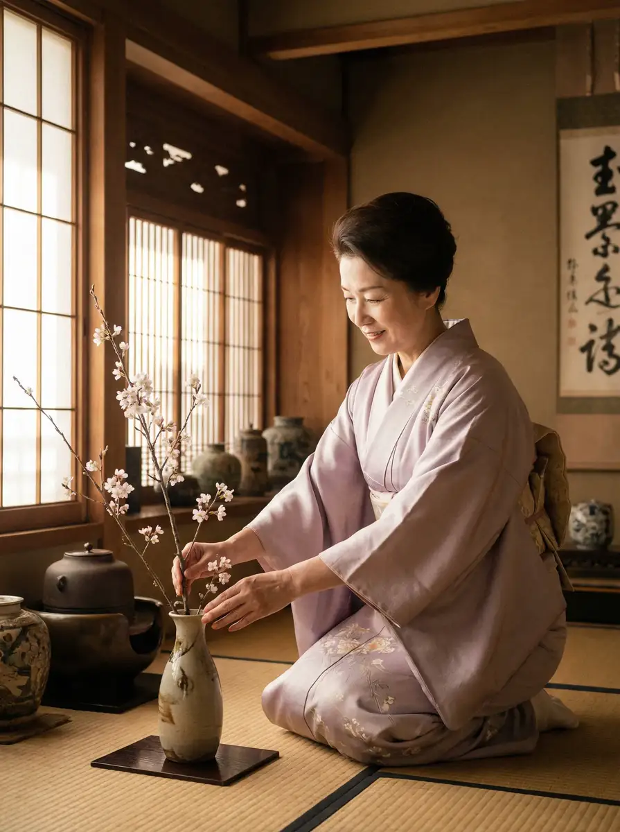 一位优雅的 草榴社区-热点黑料草榴社区短视频|草榴社区最新地址大全 在和室中插花